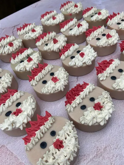 Getting these Santa soaps ready for their new homes. They are perfect as stocking stuffers or as part of a larger gift hamper.