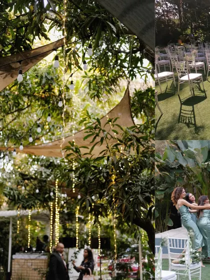 Images from beautiful Christian weddings at my venue. The stone aisle serves as a natural walkway, and the open lawn allows for classic seating arrangements, creating a picturesque chapel-in-nature feel.