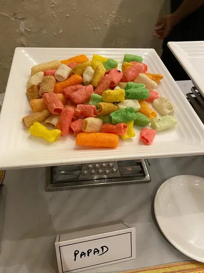Colorful fryums papad, a crunchy and fun snack that is loved by both kids and adults.