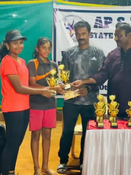 A double victory for our girls. Keerthana won the U16 state open singles title, and then partnered with Akshaya to win the doubles championship as well.