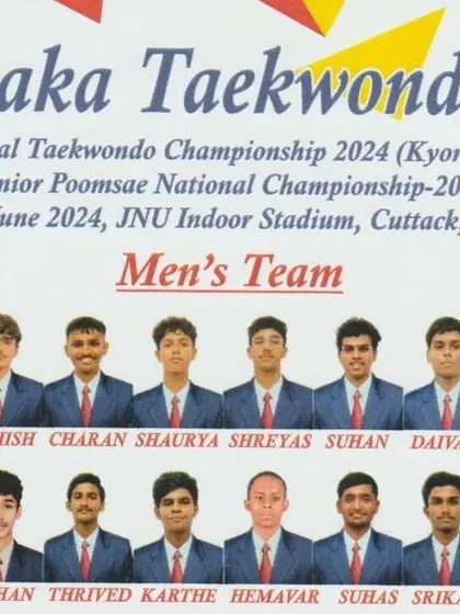 The official poster for the Karnataka Taekwondo Men's Team for the 3rd Junior National Championship.