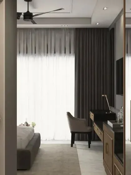 A view from the entryway into the room, showing the flow and layout of the space.