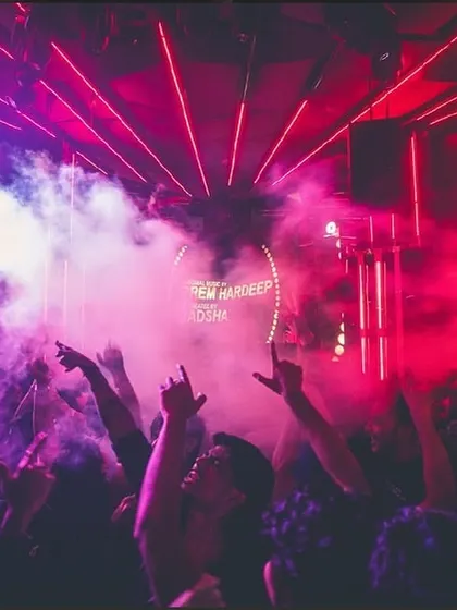 Capturing the peak moment of the night at Flo Churchstreet. The combination of intense laser lighting, smoke effects, and a crowd with their hands in the air is the signature atmosphere I create.