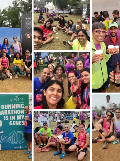 A collage of fun moments from our Goa race trip. It's a perfect blend of running, food, and beach time.