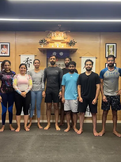 The feeling after a tough jiu-jitsu session is one of accomplishment. Here is part of our team, sweaty and satisfied after putting in the work on the mats.