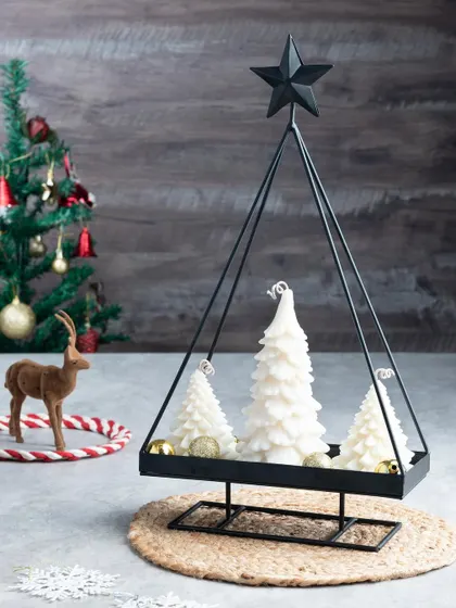 Another version of the wireframe stand, this one is designed to hold a collection of my smaller tree candles.
