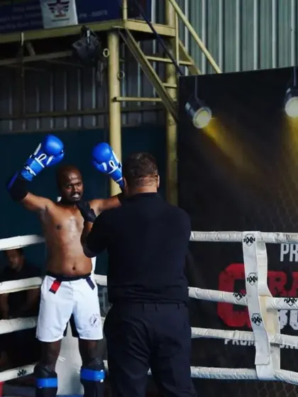 Ashwin celebrating his win. This is the result of a disciplined fight camp and smart execution.