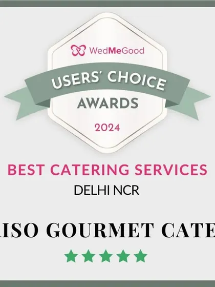 I am thrilled to have won the WedMeGood Users' Choice Award for Best Catering Services in Delhi NCR for 2024. Thank you to all the clients who voted!