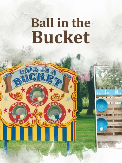 A "Ball in the Bucket" carnival-style game, adding a touch of playful nostalgia and competitive fun to the wedding festivities.