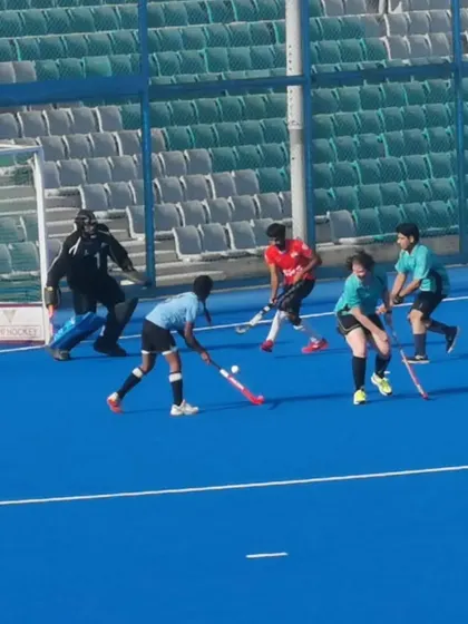 A glimpse of a thrilling match against New Delhi Hockey Club, with my players pressing the attack inside the D.