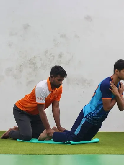 A demonstration of assisted stretching, a key part of our injury prevention and recovery protocol.