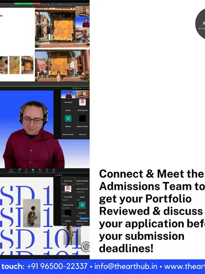 Whether in-person or virtual, I ensure my students connect with admissions teams from top colleges like RISD. This image shows a virtual portfolio review session in progress, providing global access from our studio.