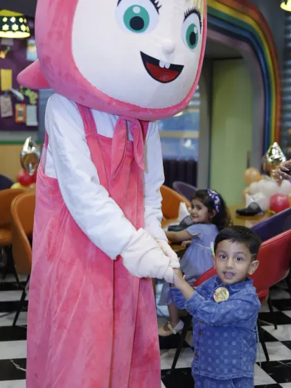 A young birthday boy gets a special dance with Masha from "Masha and the Bear." We love bringing beloved cartoon characters to life for our parties.
