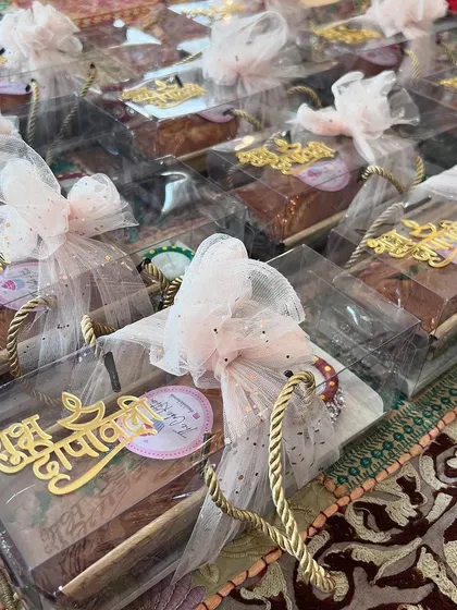 For Diwali, I prepared these festive gift boxes containing my signature cakes. They are beautifully packaged and make for a perfect festive treat for friends and family.