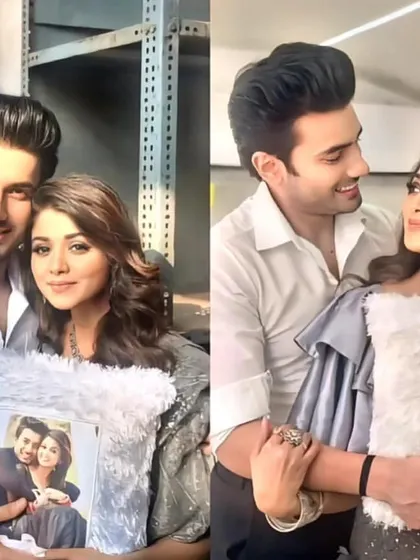 Actors Ankur Verma and Tanvi Dogra posing with the custom photo pillows sent by their fans. These pictures make all the hard work worth it.