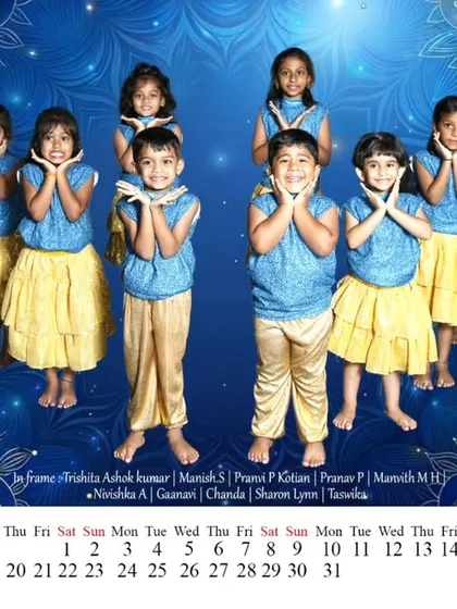 Our youngest students looking adorable in their costumes for the Folk Dance feature in our 2025 calendar.