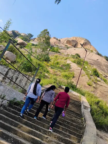 The climb up the stone steps on one of our hill treks. The journey is just as beautiful as the destination.