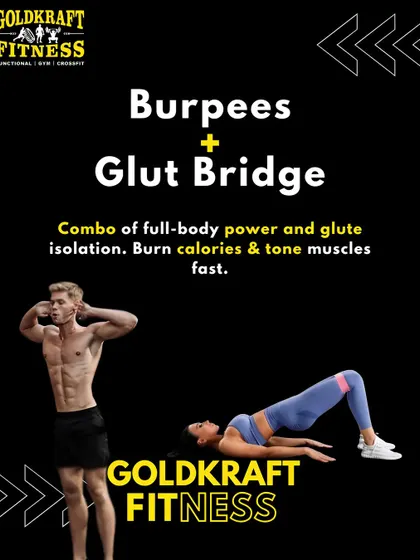 This combo of burpees and glute bridges provides a mix of full-body power and targeted glute isolation. It's a fast way to burn calories and tone muscles.