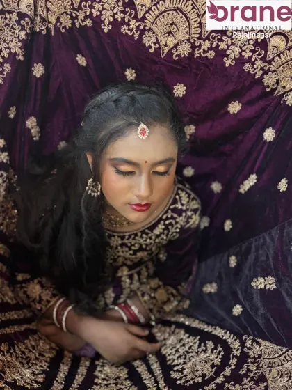 This full-view shot shows how the entire look comes together, from the hair and makeup to the flowing lehenga.
