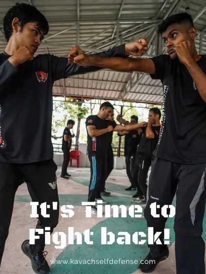 An impactful image of instructors in training with the text "It's time to Fight back!"