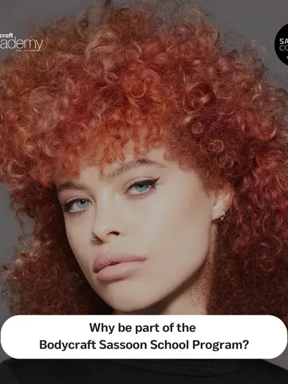 A duplicate of 241, this image poses the question: Why be part of the Bodycraft Sassoon School Program? The answer is world-class education and opportunity.