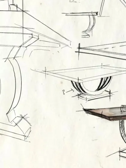 Further ideation for the Casa K dining table, refining the proportions and curves. Our design process is iterative, ensuring every detail is considered to achieve the perfect balance of elegance and practicality.