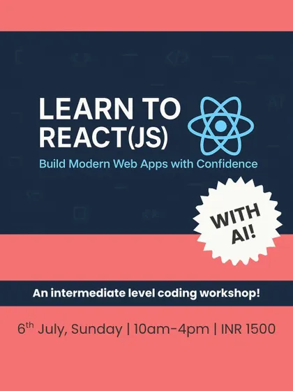 Ready to build modern web apps? Our "Learn to React(JS)" workshop is an intermediate-level course for those looking to dive into one of the most popular libraries in web development today.
