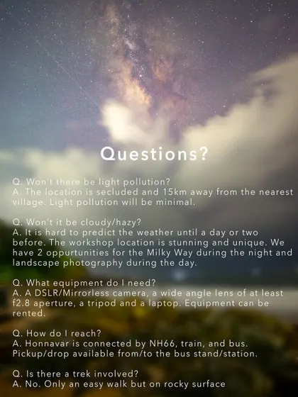 Answering some common questions about my Milky Way workshops. We find secluded locations to minimize light pollution, and while the weather is unpredictable, the stunning locations offer great landscape opportunities even during the day.
