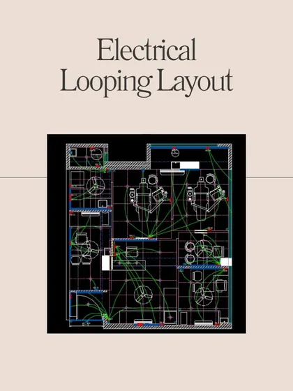 An electrical looping layout shows the complex wiring plan required for a commercial space. This technical detail ensures that all power needs, from medical equipment to general lighting, are safely and efficiently met.
