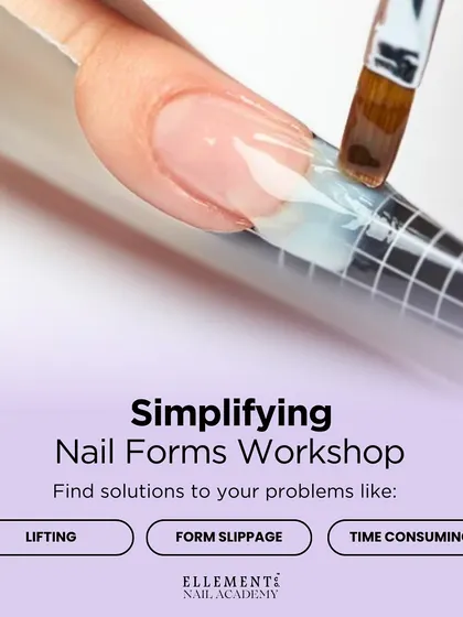Simplify your technique with our Nail Forms Workshop. Find solutions to common problems like lifting, form slippage, and time-consuming application.