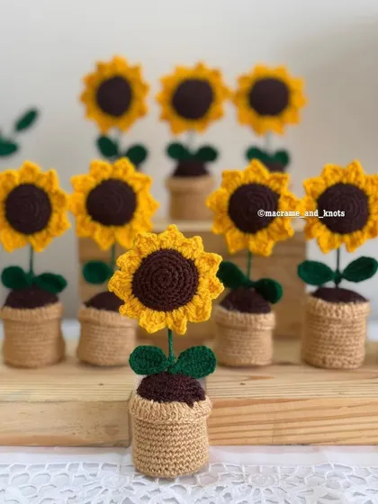 Bring a little bit of permanent sunshine into someone's life with these adorable potted crochet sunflowers. They make for amazing return gifts or desk accessories that are guaranteed to bring a smile.