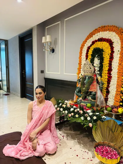 A peaceful moment during the Ganpati festival at home.