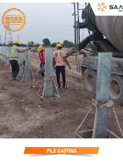 The foundation of any large-scale project is critical. Here, our team is working on the pile casting for a 7.5 MW solar project, ensuring a robust and durable base for the installation.