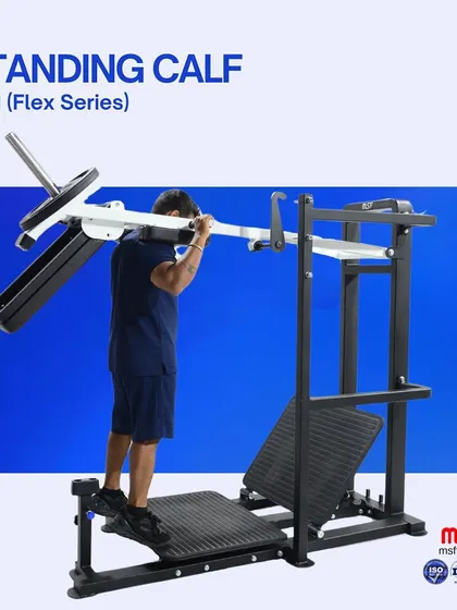A user performing a standing calf raise on the 3-in-1 Pendulum Squat machine, showcasing its versatility for comprehensive leg development.