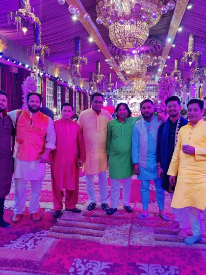 With the entire musical group after a successful devotional event. We work as a team to deliver a seamless and divine musical experience.