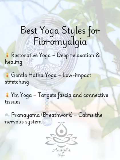 I utilize specific yoga styles for Fibromyalgia, including Restorative Yoga for deep healing and Yin Yoga to target connective tissues.