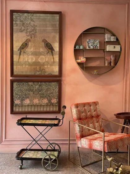 My art featured in Architectural Digest India. This beautiful home, designed by We Design Studio, includes two of my traditional motif prints, which add to the room's elegant and serene atmosphere.