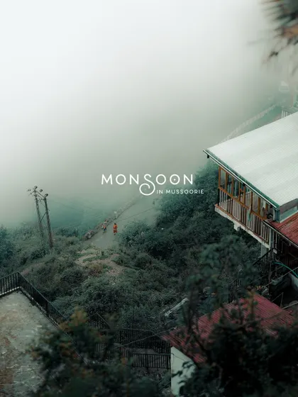 The moody atmosphere of a monsoon in Mussoorie. This image uses the fog and muted colors to create a sense of peace and mystery, a style I love for my mountain films.