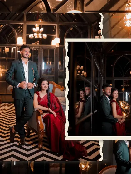 An elegant and moody shoot inside our glasshouse set, where the chevron floor, vintage furniture, and warm lighting create a sophisticated and cinematic atmosphere.