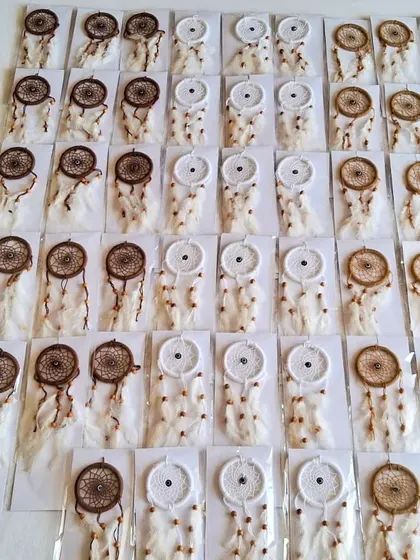 The full batch of dreamcatchers, ready for a special birthday celebration.