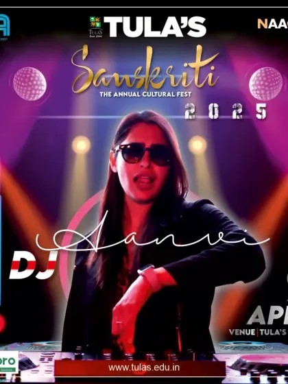 The official poster for my performance at Sanskriti 2025, the annual cultural fest of Tula's Institute. These events are a highlight of the academic year, and I bring the beats to match.