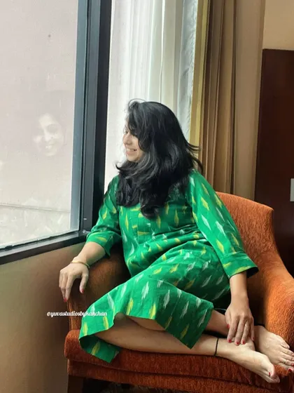 Relax in style with our best-selling green Ikat dress-cum-kurta. It’s crafted from pure handloom fabric, features two pockets, and is designed for a comfortable, elegant fit that feels as good as it looks.