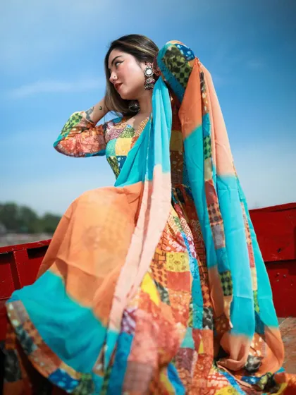 Another shot from the boat series, capturing the flow of the dupatta in the wind.