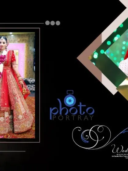 An elegant album design that showcases the bride's full attire and close-up portraits in a stylish, modern layout.