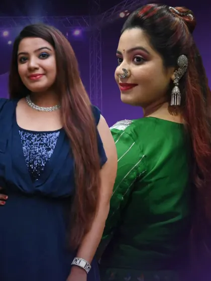 Another showreel teaser image, highlighting two different styles. One is a glamorous evening look, and the other is a traditional look with a rustic nose ring, showing my range as a performer.