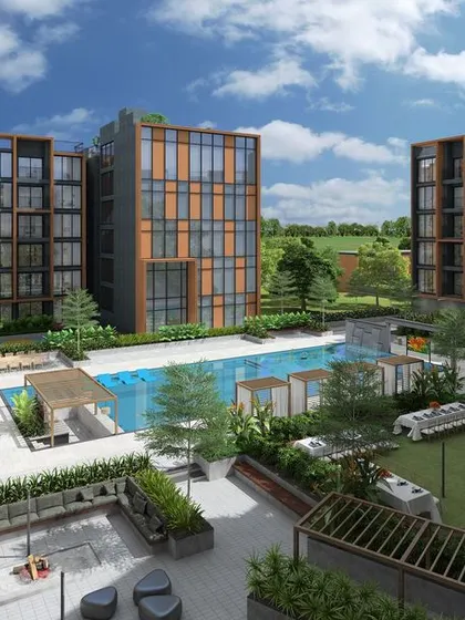 Additional perspectives of our high-rise projects, showcasing various design elements from grand entrances and facades to community amenities and landscape integration.