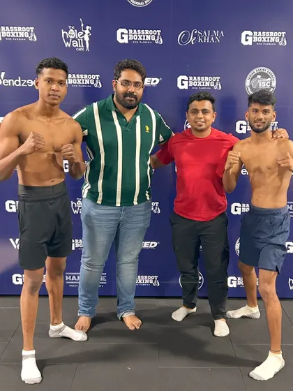 Our fighters with their coaches and supporters before a show. It takes a team to prepare for a fight, and our tribe is always there to back each other up.