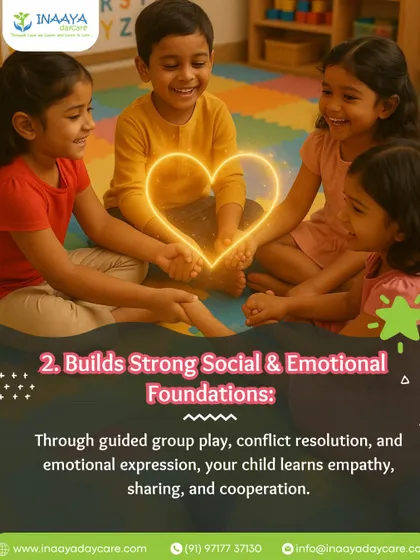 We help build strong social and emotional foundations through guided group play. Your child learns empathy, sharing, and cooperation in a supportive environment.