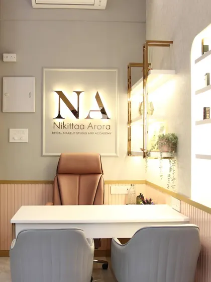 Another view of my consultation area. The studio is designed to feel luxurious, professional, and welcoming for everyone who walks in.