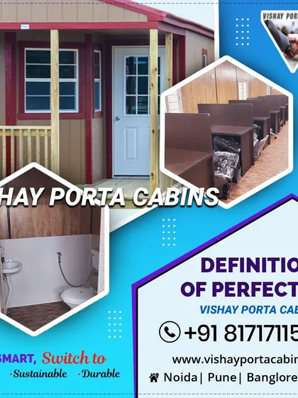 This graphic shows the definition of perfection we strive for. Our cabins, like this portable house with an attached washroom and office setup, are designed to be flexible, sustainable, and durable.